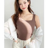 モカ | 前後2WAYスクエアネックタンクトップ T Cカットテレコリブ&カラーネップテレ… | moment+