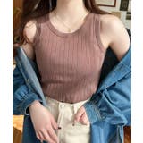 モカ | 綿100%ワイドリブ.クルーネックタンクトップ | moment+