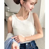 オフホワイト | 綿100%ワイドリブ.クルーネックタンクトップ | moment+