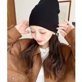 ブラック | リブ編みニット帽 | moment+