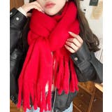 レッド | 34色展開ボリュームフリンジマフラー | moment+