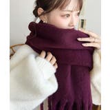 ボルドー | 34色展開ボリュームフリンジマフラー | moment+