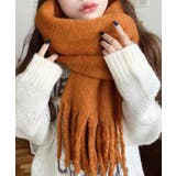 オレンジ | 34色展開ボリュームフリンジマフラー | moment+