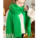 クリアグリーン | 34色展開ボリュームフリンジマフラー | moment+