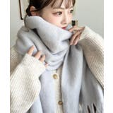 グレー | 34色展開ボリュームフリンジマフラー | moment+