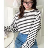 綿100％無地＆ボーダー.オーバーサイズロングスリーブTシャツ | moment+ | 詳細画像47 