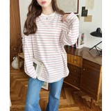 綿100％無地＆ボーダー.オーバーサイズロングスリーブTシャツ | moment+ | 詳細画像81 