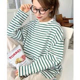 グリーン | 綿100％無地＆ボーダー.オーバーサイズロングスリーブTシャツ | moment+