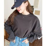 チャコールグレー | 綿100％無地＆ボーダー.オーバーサイズロングスリーブTシャツ | moment+