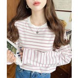 ピンク系その他 | 綿100％無地＆ボーダー.オーバーサイズロングスリーブTシャツ | moment+
