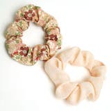 ピンク | シュシュ 2個セット 花柄 無地 小ぶり | monamona