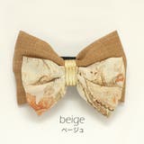 ベージュ | 無地花柄ツートンリボンポニー | monamona