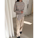 ボタンディテールロングボーダーTシャツ 韓国ファッション | mood in seoul | 詳細画像4 