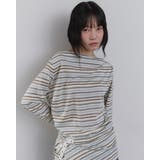 ボタンディテールロングボーダーTシャツ 韓国ファッション | mood in seoul | 詳細画像1 
