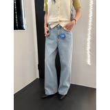 セミワイドデニムパンツ【サックスブルー】韓国ファッション | mood in seoul | 詳細画像3 