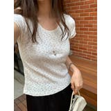 フラワーレースコットンＴシャツ 韓国ファッション | mood in seoul | 詳細画像6 