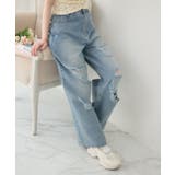 BLU1 | ダメージデニムPT | RETRO GIRL