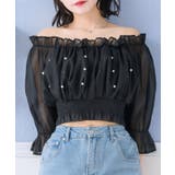 BLK1 | シャーリングパールBL ブラウス オフショルダー | RETRO GIRL