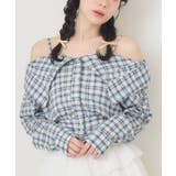 C/BLU | オフショルシャツ風チェックBL | RETRO GIRL