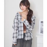 P/WHT | フード付シアーチェックSH | RETRO GIRL