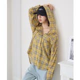 C/YEL | フード付シアーチェックSH | RETRO GIRL