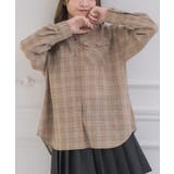 C/BRN | レースパッチ付チェックSH | RETRO GIRL