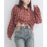 C/RED | チェックフロントドロストシャツ | RETRO GIRL