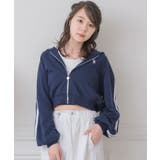 BLU0 | ライン入りショートフーディー | RETRO GIRL