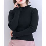 BLK1 | フリルハイネックNT Emsexcite リブハイネックニット | RETRO GIRL