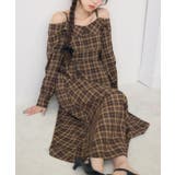 C/BRN | オフショルアソートロングOP | RETRO GIRL