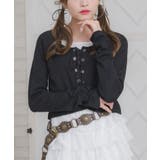 BLK1 | レースアップレイヤード風ロンTEE | RETRO GIRL