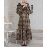 C/BRN | ベロアリボンチェックOP | RETRO GIRL