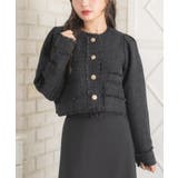 BLK1 | 【セットアップ対応】プレート付ラメツイードJK | RETRO GIRL