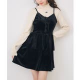 BLK1 | レースアップベロアキャミOP | RETRO GIRL