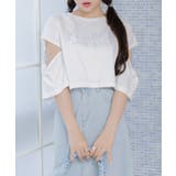 肩あきロゴ刺繍Tee | RETRO GIRL | 詳細画像1 