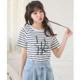 B/BLK | うねうねロゴ刺繍TEE | RETRO GIRL