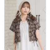 C/BRN | チェックドロストショートSH | RETRO GIRL