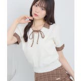 WHT4 | 【セットアップ対応】チェックドッキング襟ニット | RETRO GIRL