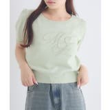 GRN0 | ロゴ刺繍パフ袖ニット | RETRO GIRL