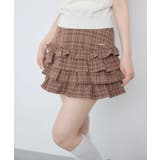 C/BRN | 【セットアップ対応】切替ティアードチェックミニスカート | RETRO GIRL