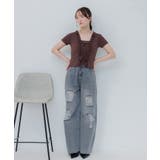 刺繍入ダメージデニムPT | RETRO GIRL | 詳細画像3