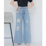 BLU4 | 刺繍入ダメージデニムPT | RETRO GIRL
