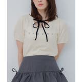 WHT4 | リボンつきロゴ刺繍ニットプルオーバー | RETRO GIRL
