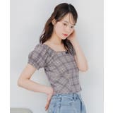 チェック柄パフ袖カットソー | RETRO GIRL | 詳細画像16 