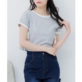 BLU0 | 袖リボンビジューロゴTEE | RETRO GIRL