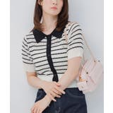 B/BLK | 襟付きスカシ編みニット | RETRO GIRL