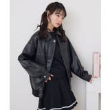 BLK1 | リボン刺繍FレザーJK | RETRO GIRL