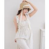 P/WHT | 肩リボンサロペット | RETRO GIRL