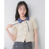シャツ襟ドッキングケーブルニット | RETRO GIRL | 詳細画像3