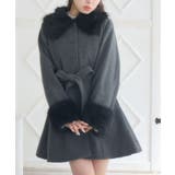 GRY2 | 2wayファー襟付リボンコート | RETRO GIRL